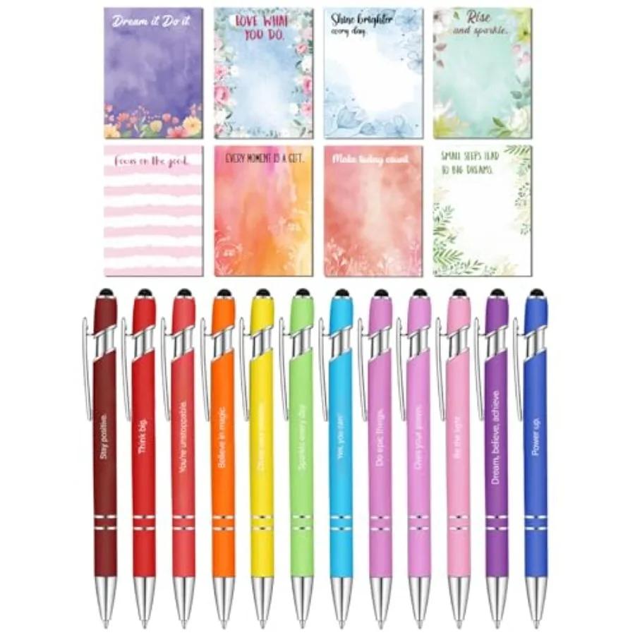 

al Sticky Notes and Stylus Pens, 20 Pack, 3" x 4" Sticky Notes, 8 Pads, 240 Sheets, 12 Black Ink Pens with Stylus Tips, Great f