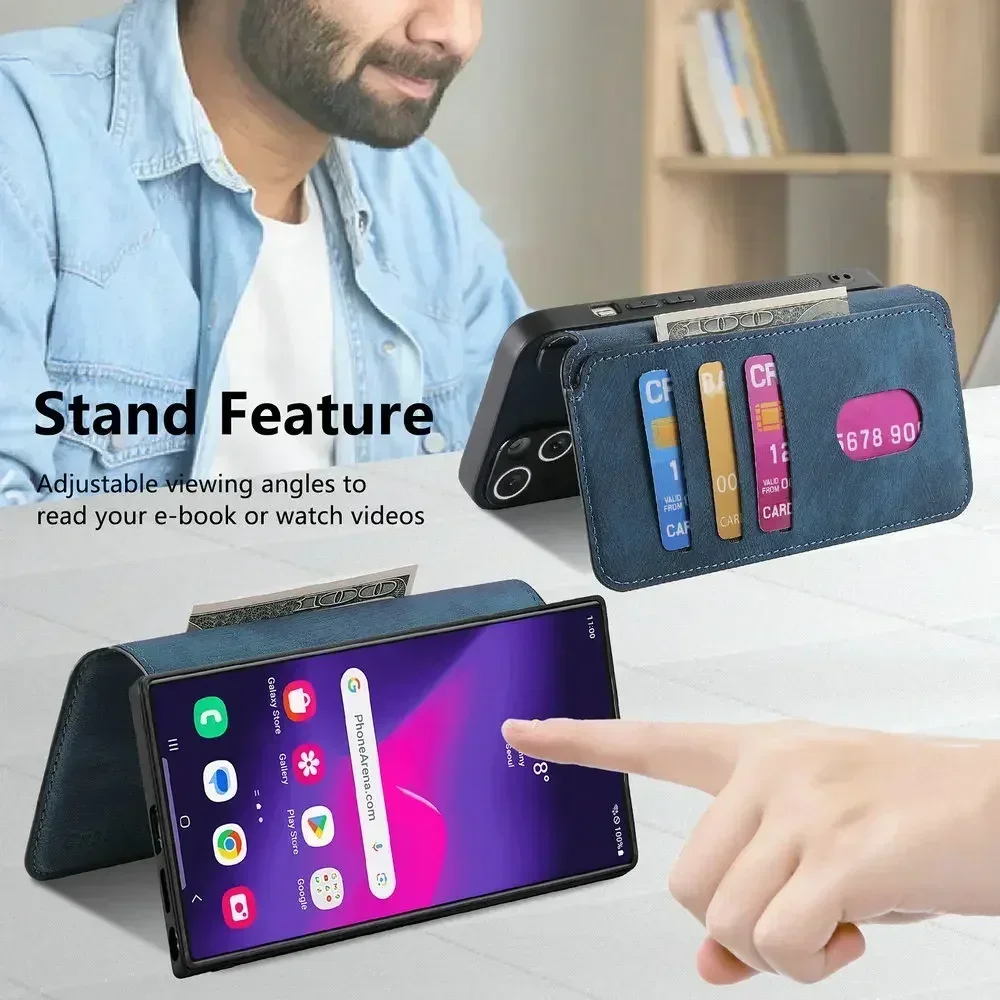 For Samsung Galaxy S26 Ultra 5G Leather Case 2In1 Detachable Anti-theft Wallet Coque Samsung S 26 S25 S24 Plus S23 FE Book Funda