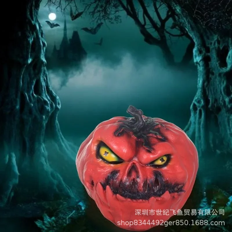 2025 Maschera arancione zucca Festa di ballo di Halloween Puntelli spaventosi Spaventosi Trucco o scherzetto Atmosfera Vestire