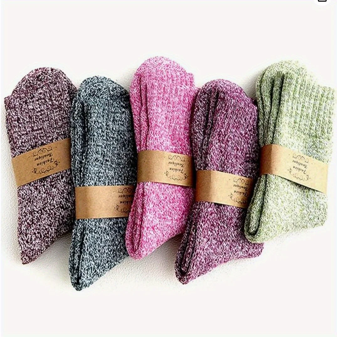 

10 Pairs Women's Winter Socks - Thick Knit, Warm Boat Socks, Retro Style, Comfy for Outdoors