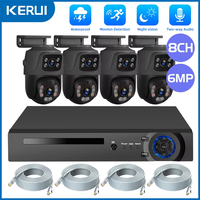 KERUI 6MP HD H.265 Outdoor Dual lens Camera System Kit POE NVR 8CH Home Security CCTV Surveillance Recorder Night Vision XMEye