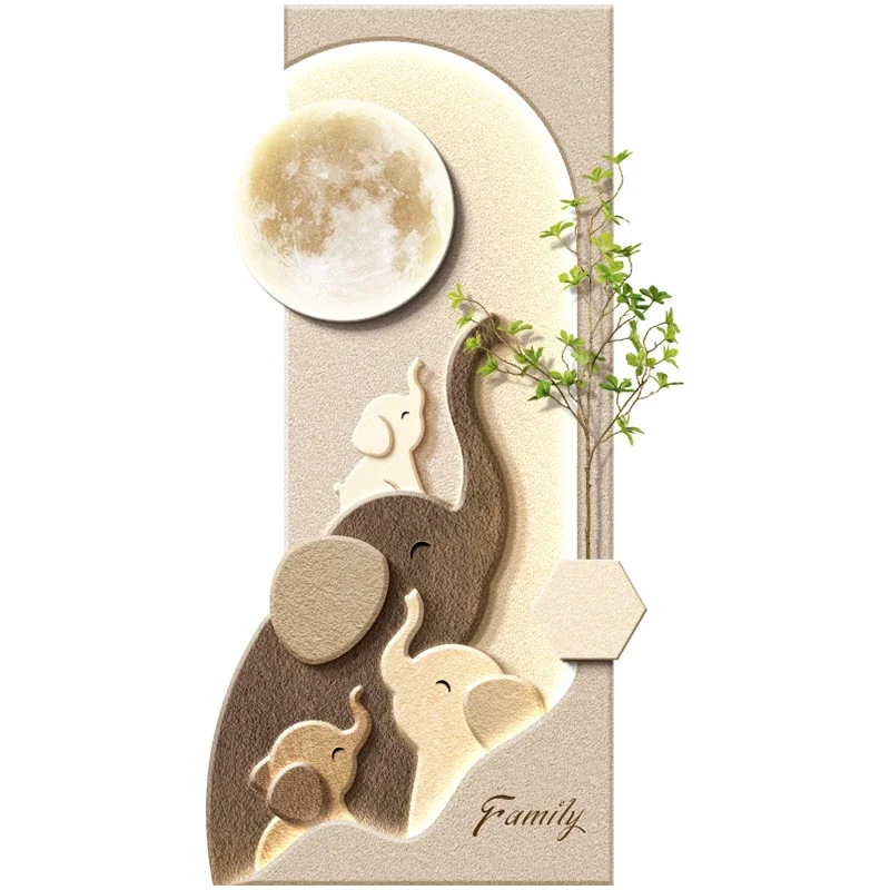 Modern Simple Hallway Decorative Painting LED Light Corridor Hanging Painting Light Luxury Creative Elephant Mural