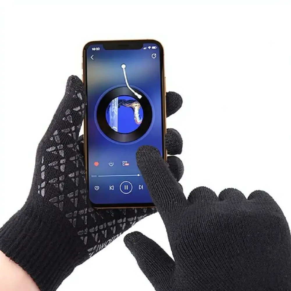 Thermal Knit Beanie Scarf Touchscreen Gloves Three Piece Set Fleece Lined Winter Cold Weather Protection Windproof Outdoor