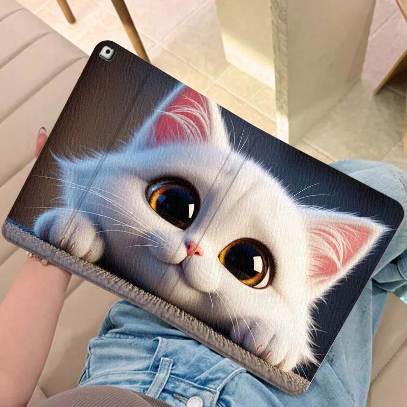 

Cat Popular Cartoon Cute Gift For iPad Pro Air Mini 2 3 4 5 6 7 6th 7th 10th 11th 10.2 9.7 10.5 11 Foldable Tablet Case