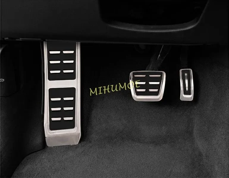 Stainless Steel Footrest Dead Brake Gas Pedal Cover Set For 2019-2023 Porsche Macan Facelift