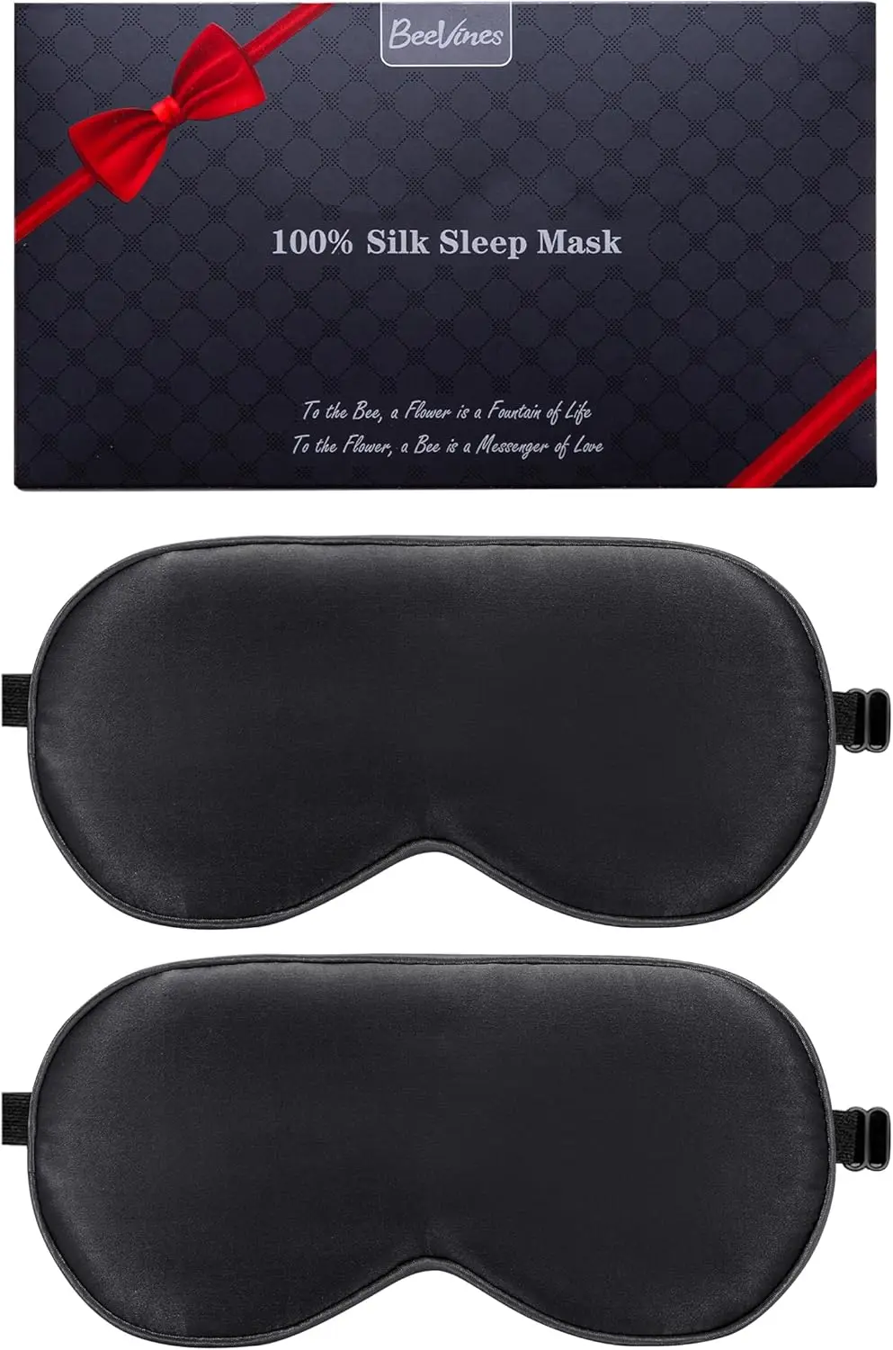 

2 Pack 100% Pure Mulberry Silk Sleep Mask, Adjustable Strap, Blocks Light, Reduces Puffy Eyes, Travel Gift