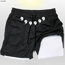 Anime Compression Shorts Summer Sportswear Men Gym Boxing 2 In 1 Training Workout Fitness Sport Men Shorts Rashguard Jiu Jitsu