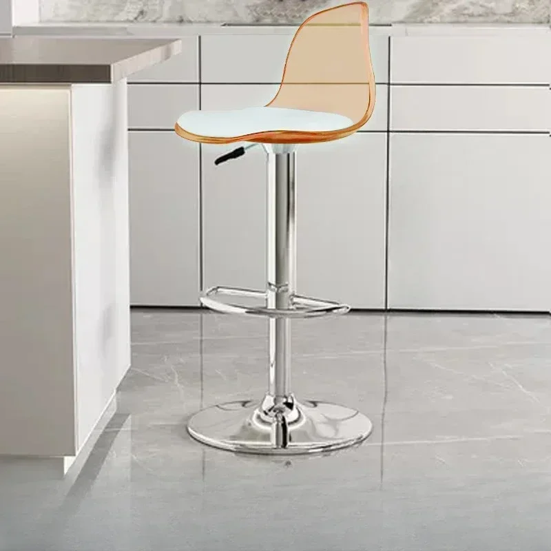 Silla De Bar De diseño giratorio, silla De cocina moderna De acrílico transparente, muebles De Bar De Metal De isla nórdica HD50BY