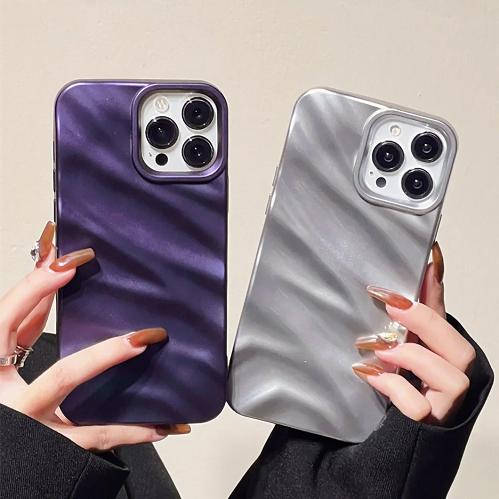 

Роскошный чехол для телефона с 3D шелковым волнистым узором для iPhone 14 Pro Max 13 17 11 16 12 15 Pro Max Air XR XS X 7 8 Plus SE сплошной цветной чехол