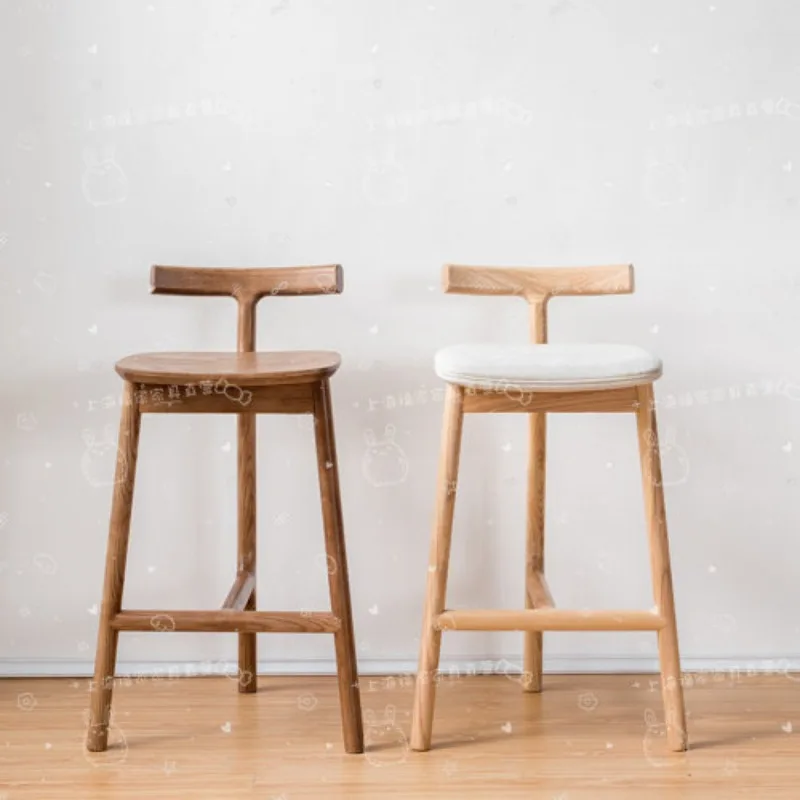 Nordic solid wood bar chair, simple and fashionable casual bar KTV high stool view 2