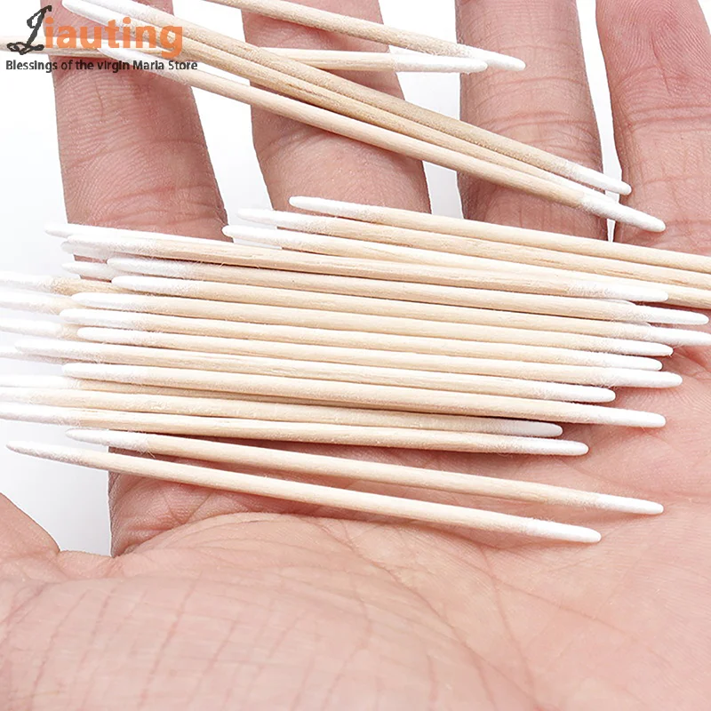 100Pcs Disposable Double Head Cotton Swab Women Makeup Cotton Bud Tip For Medical Wood Stick Nose Ears Cleaning Health Care Tool