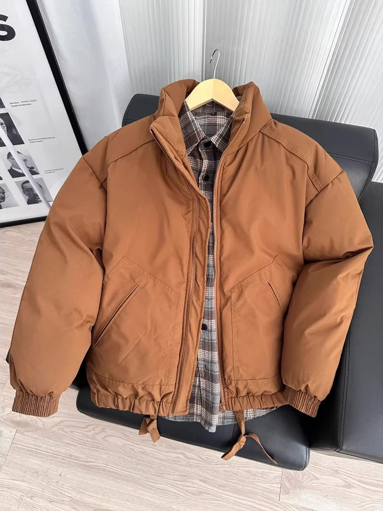 

Bomber Sle Men's Cotton Jaet Brown ort Flight Coat Thiened Winter Outerwear oulder-Length Bread ape Faion