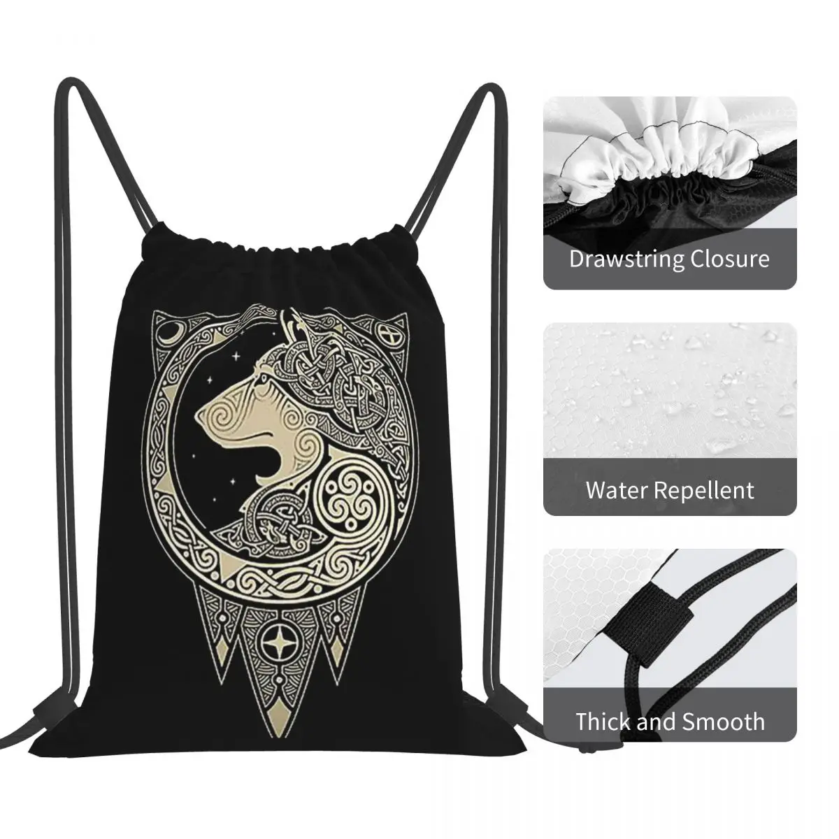 Norse Ulv Backpacks Multi-function Portable Drawstring Bags Sports Bag Book Bags For Man Woman Students