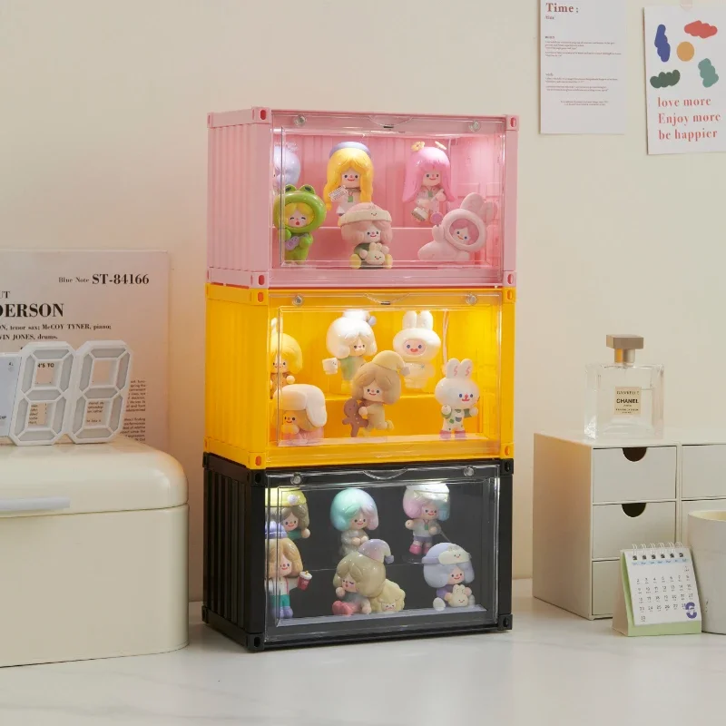 Container Blind Box Storage Display Stand Figure for POP-MART Acrylic Dustproof Cabinet Transparent Acrylic Doll Organizer Rack