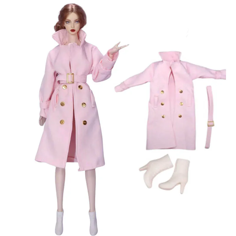 Fashion Trenchcoat Clothes Set for 11.5" Doll Outfits Coat Belts Boots 1/6 BJD Dolls Accessories Toys - view 5