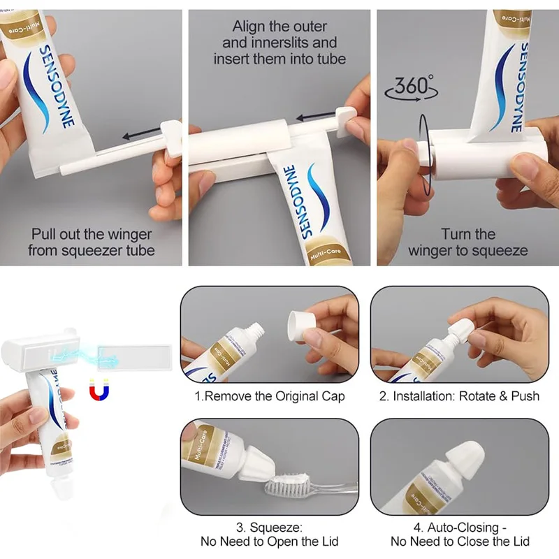 Magnetic Toothpaste Squeezer Wall Mount Tooth Brush Holder Toothpaste Lazy Squeeze Rolling Tube Dispenser Bathroom Accessories