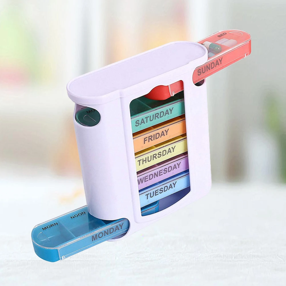 

1pc Portable Pill Box Weekly Medicine Container Drawer Grids ganizer Plastic Pill Holder Travel for Seniors