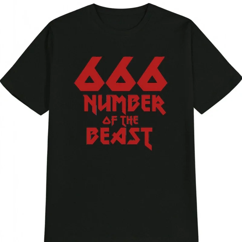 

Men'S Casual Black Pure Cotton T-Shirt with Bold Red "666 Number of the Beast Graphic Blend Everyday Tshirt Comfortable Fit