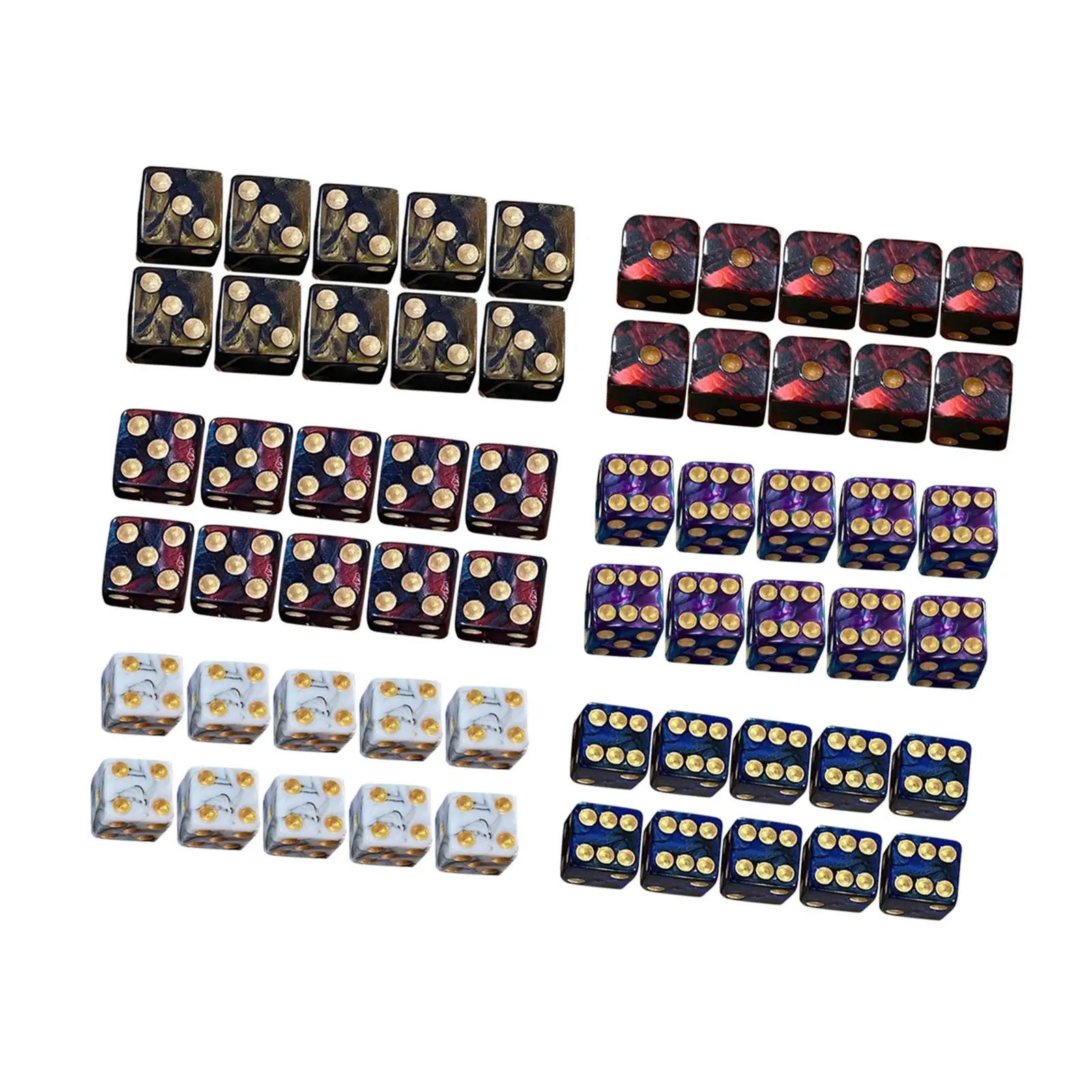 16mm Six Sided Dices Bulk Acrylic Dice for Board Games Card Games Role Playing Props