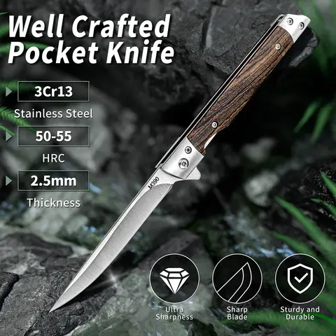 High Quality Damascus Pattern Tactical Folding Knife Outdoor Pocket Knife for Camping Self Defense and Survival Rescue Tool