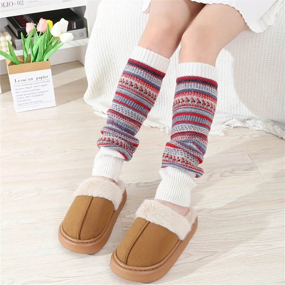 

A pair New Autumn And Winter Women's Korean Style Piled Socks Thickened Warm Leg Protecting Boots Leg Cover
