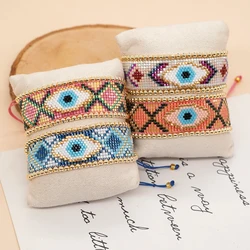 Go2Boho Eye Lucky Bracelet Geometric Acrylic Beaded Boho Bracelet Handmade Jewelry Unisex Vintage Accessories Beach