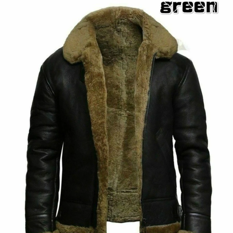 2023 Autumn and Winter Men\'s Faux Fur Fur Integrated Long-Sleeved Coat Warm Coat Jacket