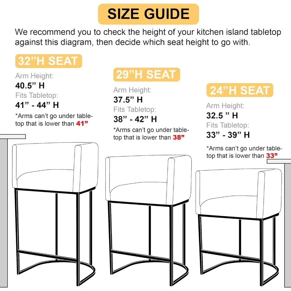 Set of 3, 24" Upholstered Fabric Counter Height Barstools Kitchen Counter Island Stools with Screwed Together Black Metal Base