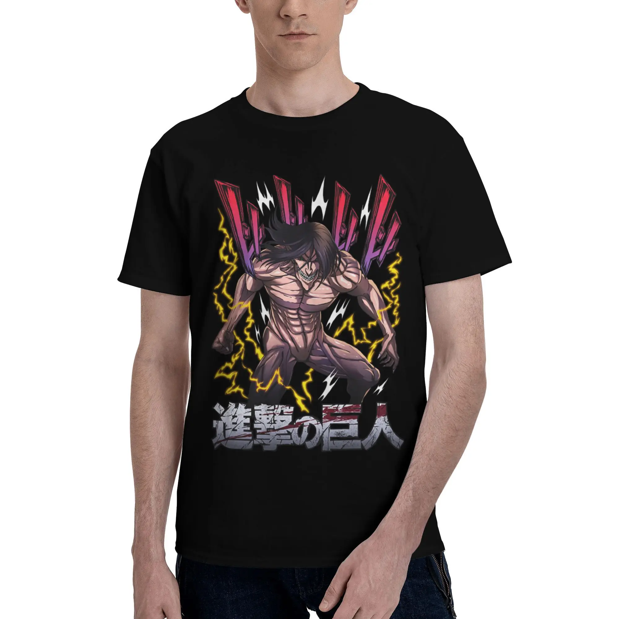 

Custom Men's Attackes on Titan T Shirts Short Sleeve Cotton Streetwear T-shirt Leisure Shingeki No Kyojin Tee Loose Fit Apparel