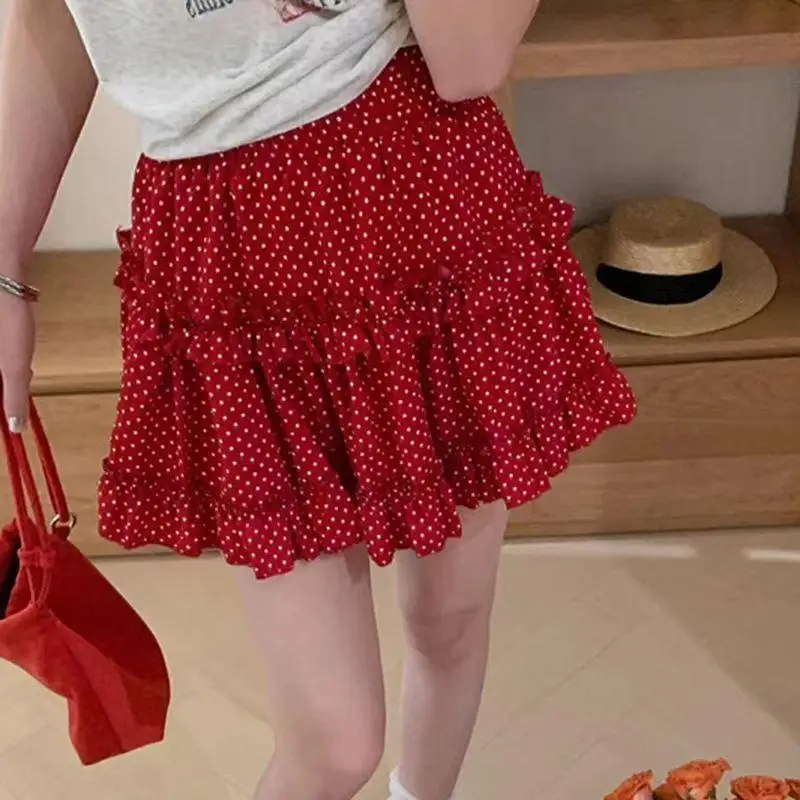 2026 High Waist Cloud Bubble Puffy Skirt Women Polka Dots Flower Bud Short Skirt