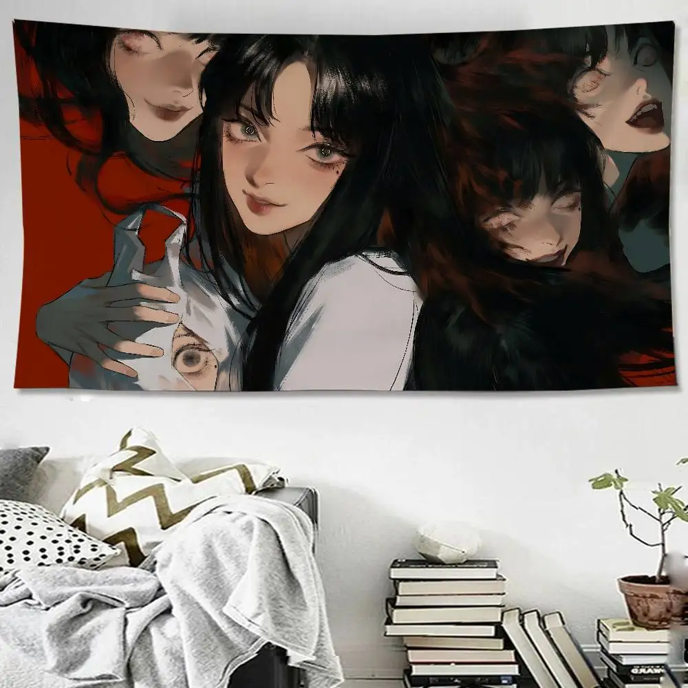 Japanese Horror Anime Tomie Chart Tapestry Art Science Fiction Room Home Decor Cheap Hippie Wall Hanging
