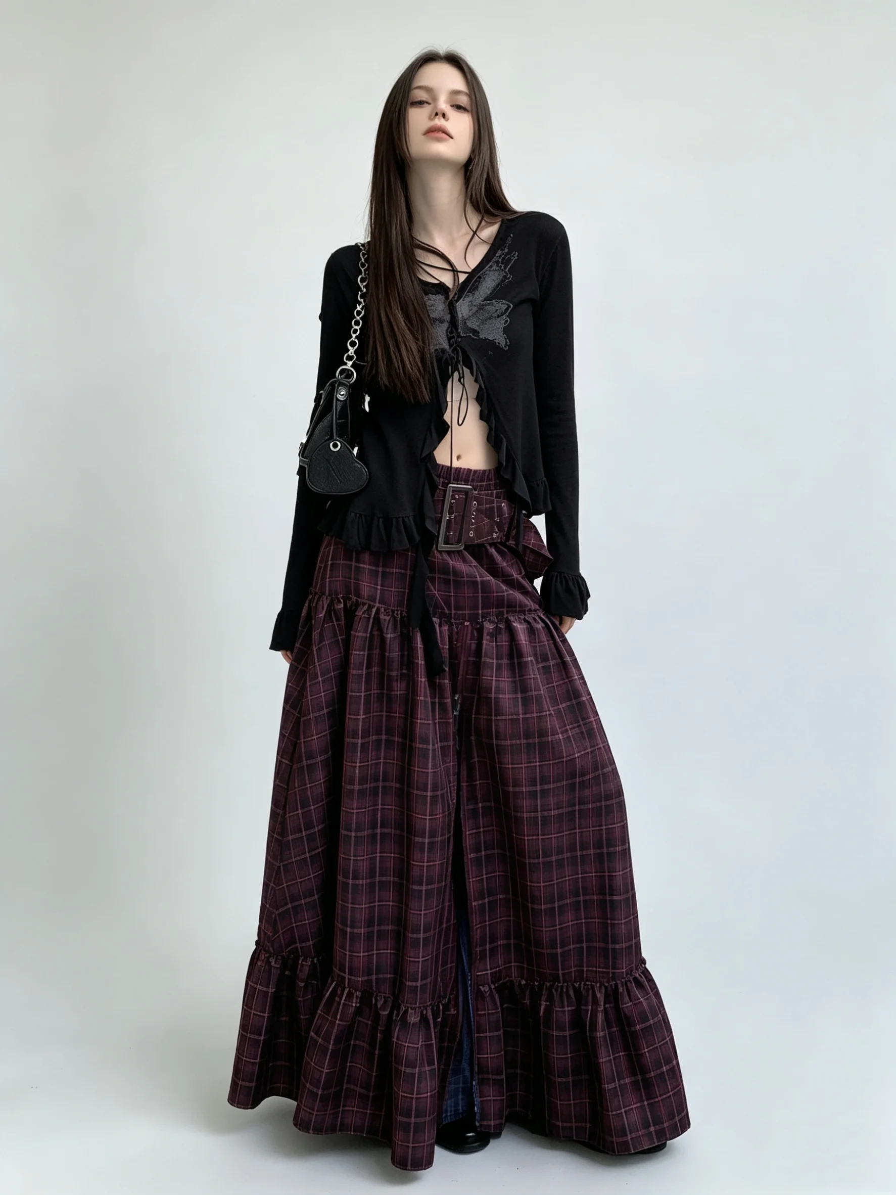 Women's Vintage Plaid High Waist Cake Skirt – Long Ball Gown