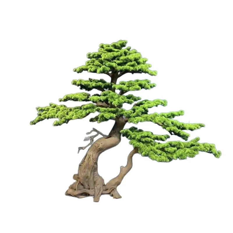 Simulated welcome pine Arhat pine indoor landscaping new Chinese weathered wood splicing pine