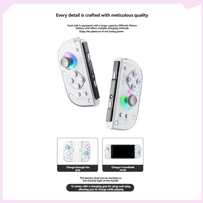 

B24B Aolion For Nintendo Switch/Lite/Oled Joypad BT 5.2 L/R Gamepad With RGB Light Game Controller For PC Android IOS