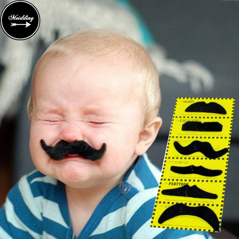 12Pcs Funny Fake Mustache Sticker Pirate Party Decoration Halloween Cosplay Moustache Party Fake Beard Whisker Kids Adult Black