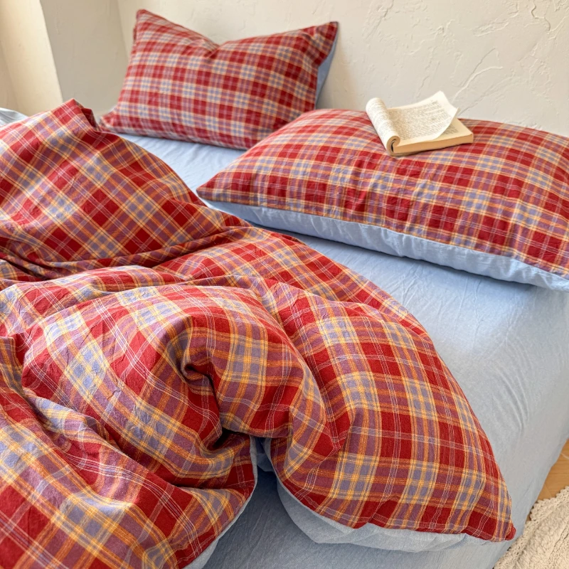 

2026 New Style Yarn-dyed Washed Pure Cotton Checkered Quilt Cover Spring Skin-friendly and Breathable Duvet Cover 220x240