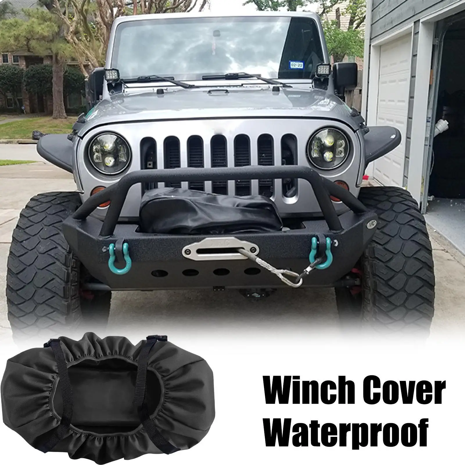 

Car Winch Cover Waterproof Truck Cover For 2500–5500 Lbs Electric Winches 600D Oxford Fabric Automotive Waterproof Dust-Proof