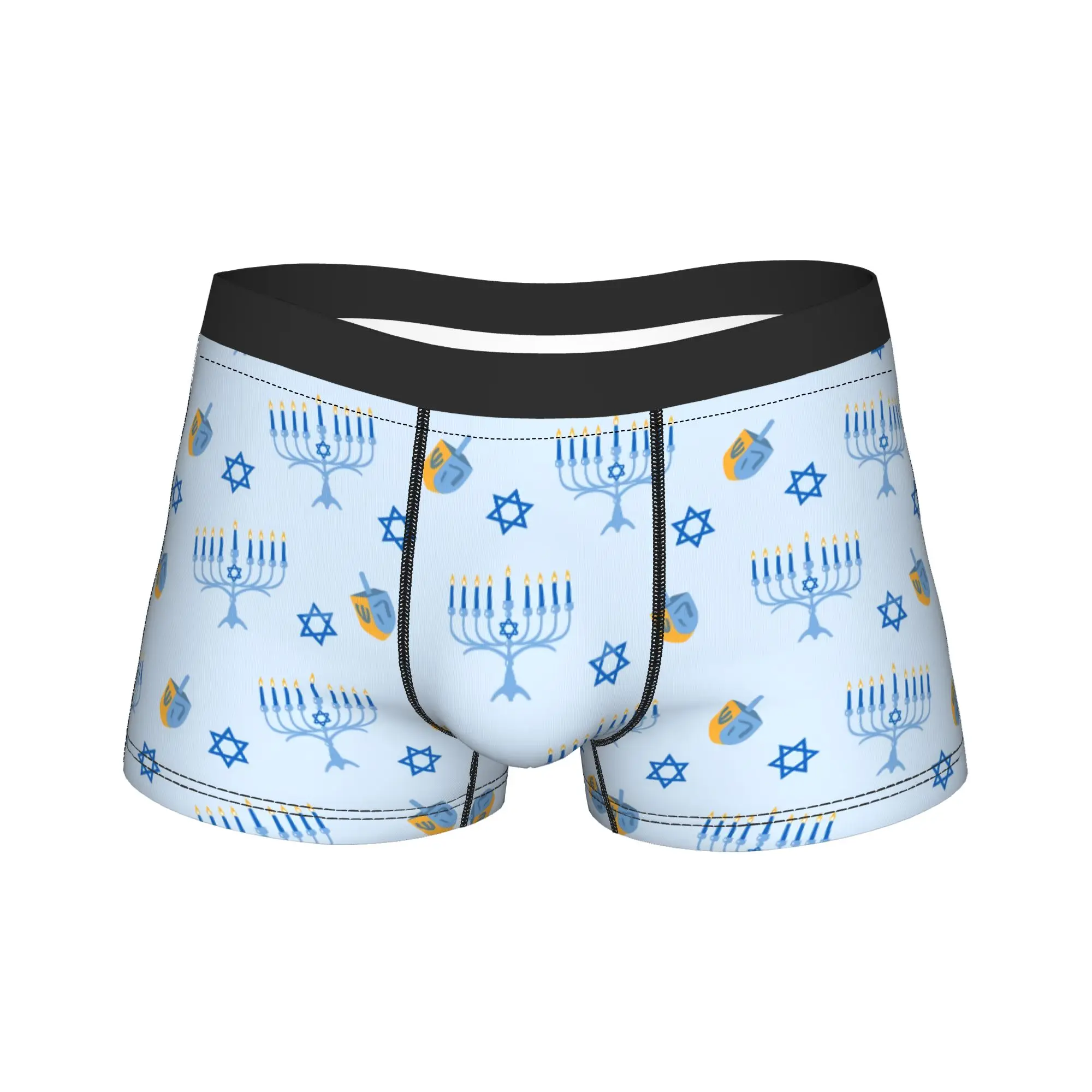 Men Star of David Menorah Candle Underwear Hanukkah Chanukah Hot Boxer Briefs Shorts Panties Homme Soft Underpants Plus Size