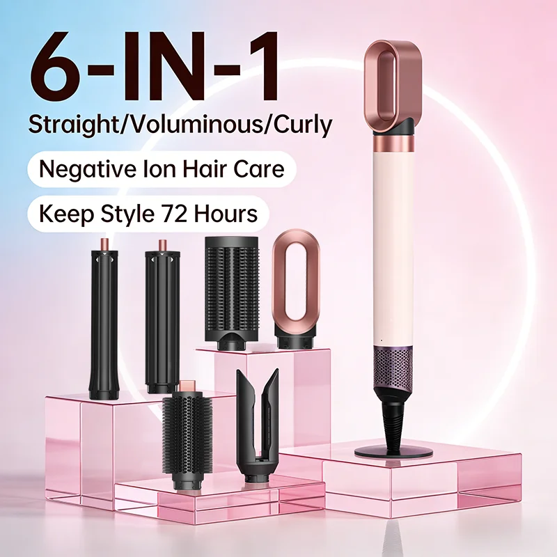 

Набор для укладки волос SenCiciMen 6 в 1: фен-щетка 1500 Вт, стайлер с отрицательными ионами, инструмент для автоматической завивки и укладки волос, лучшие инструменты для укладки.