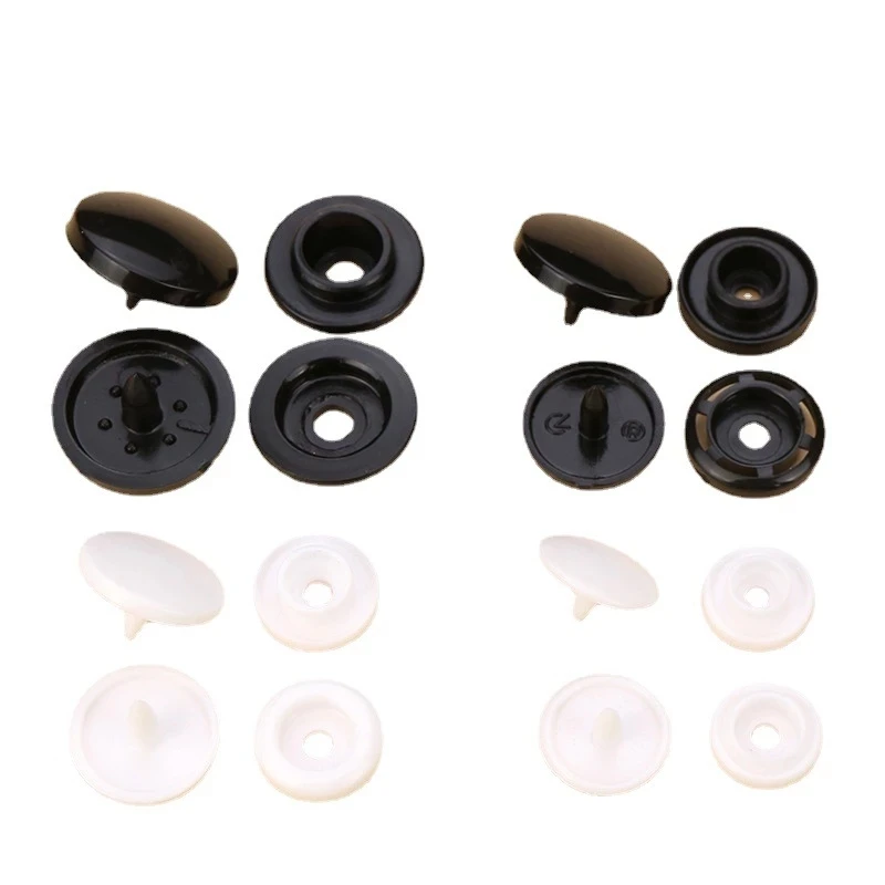 Wholesale 20/50/100Sets Black/White Plastic Snap Poppers Button For Baby Dolls Clothes Press Stud Fasteners Clothing Accessories