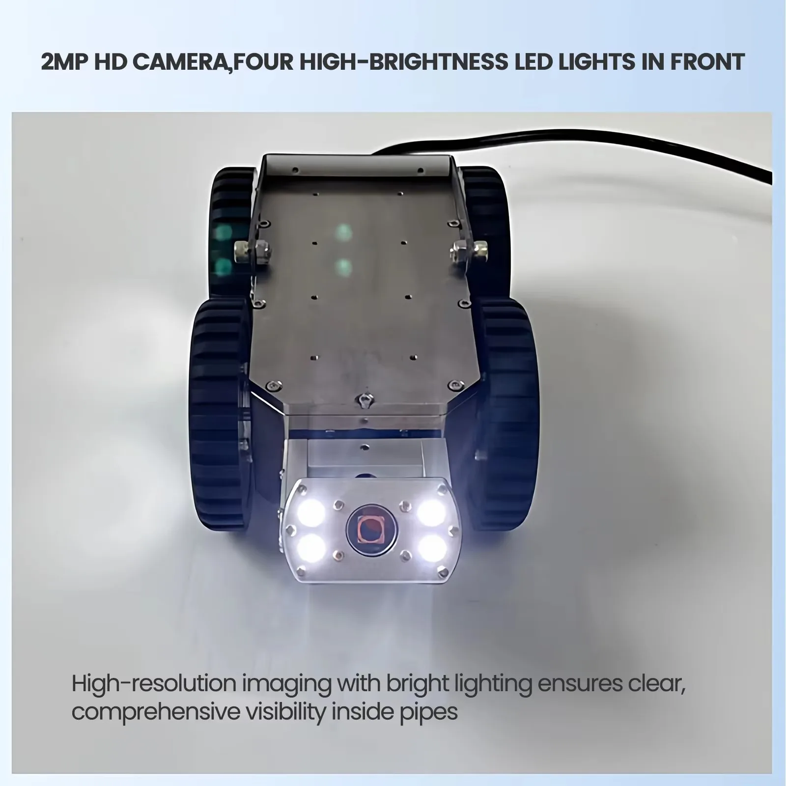 Front Camera Horizontal Rotation 300 Angle 100-150M Cable Inspection Sewer Pipe Crawler  for 150mm-1000mm Pipe Diameter