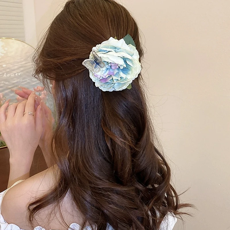 Horquilla de flores elegante Vintage para mujeres y niñas, Clip para el cabello Floral de diseño creativo dulce bohemio, accesorios para el cabello