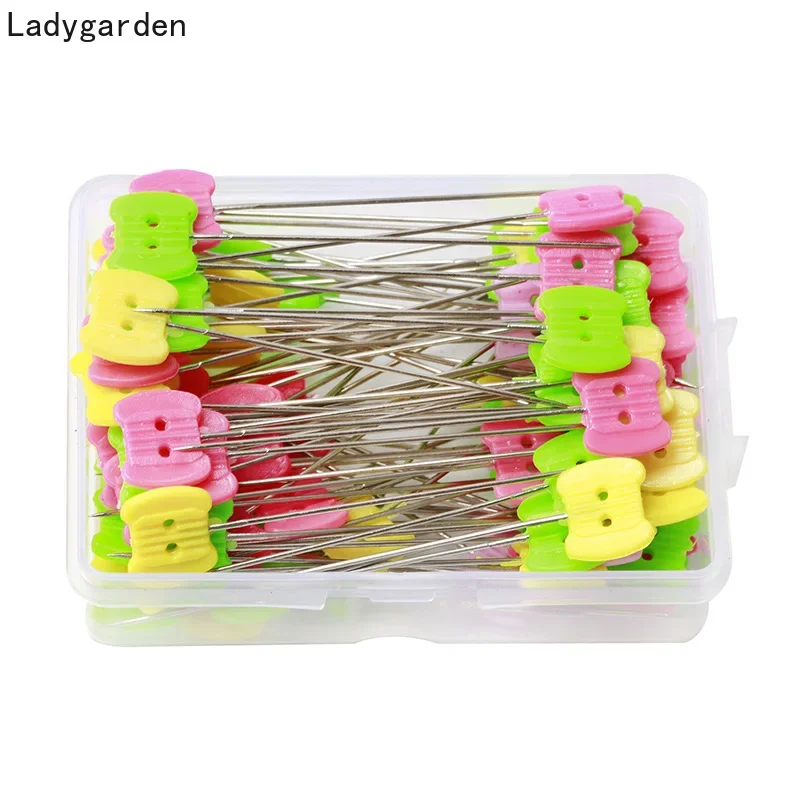 50PCS Dressmaking Pins Bead Needle Two-hole Bone Positioning Needles Sewing Patchwork for DIY Quilting Sewing Accessories