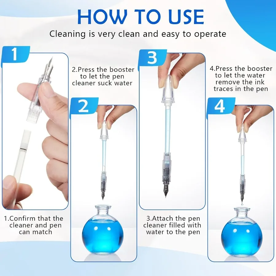 طقم تنظيف قلم حبر منظف جديد فعال لمنقير القلم مناسب لتنظيف أقلام حبر بحجم Strd 5.6 مم #4