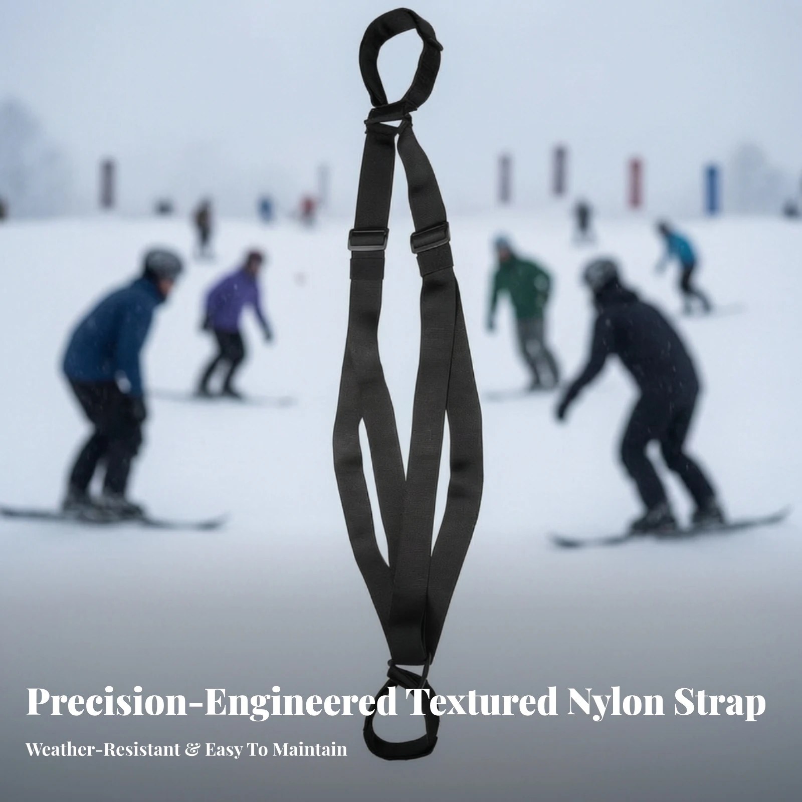 Ski Strap with Looped Ends Handsunoccupied Ski Carrying Strap Adjustable Heavy-Duty Nylon for Skiers, Skiing, Winter Sports