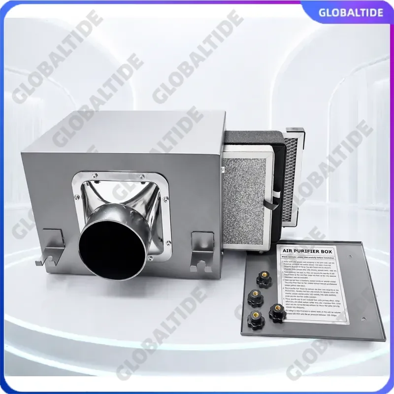 Inline Fresh Air Intake Filter Box with Pre Filter Activated Carbon HEPA Filter for HVAC System Heating Cooling Ventilation