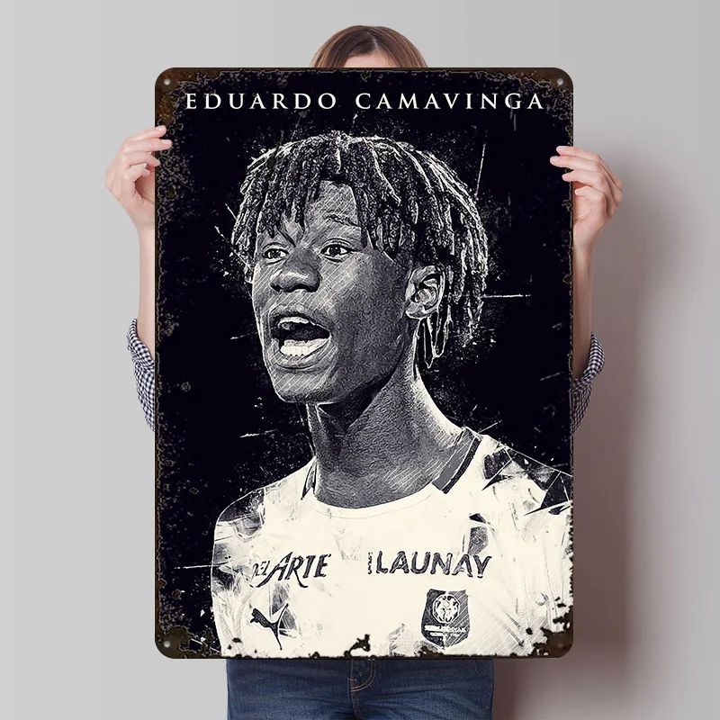 Eduardo Camavinga Printed Poster Customized Wall Art Retro Vintage Metal Tin Signs for Interior Decoration Living Room House