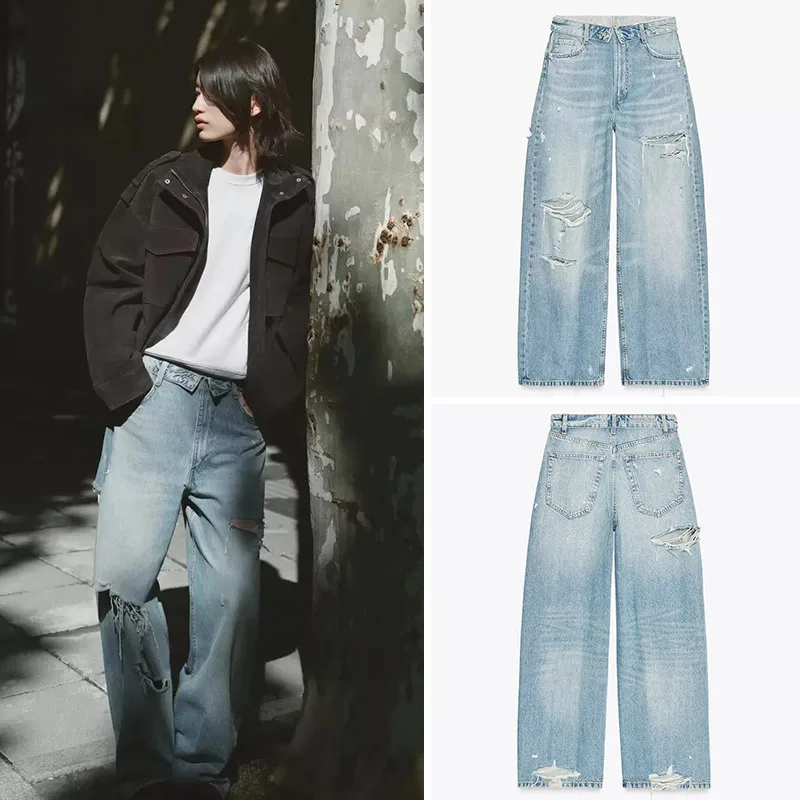 

Новые осенние свободные повседневные женские джинсы со средней посадкой, с эффектом утяжки живота, универсальным дизайном пояса и комфортной посадкой, женские джинсовые брюки