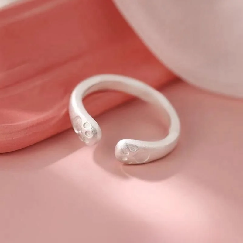 Fresh Sweet Matte Minimalist Cat Paw Adjustable Ring Women's New Indie Design Index Finger Contemporary Chinese Style Band