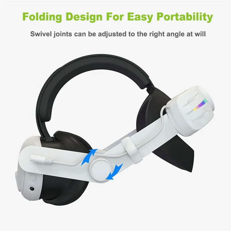 حزام رأس A14M Elite مع ضوء RGB لقطع غيار Meta Quest 3 VR + بطارية 8000 مللي أمبير في الساعة حزام رأس مريح أسود